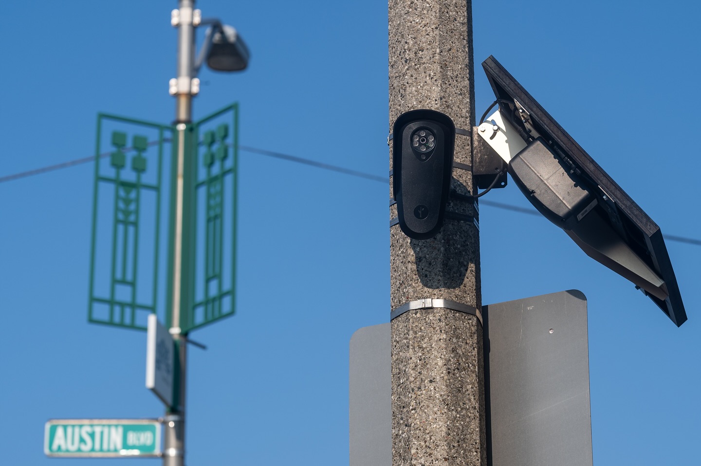 A Flock ALPR Camera in Oak Park, IL. Photo by Paul Goyette