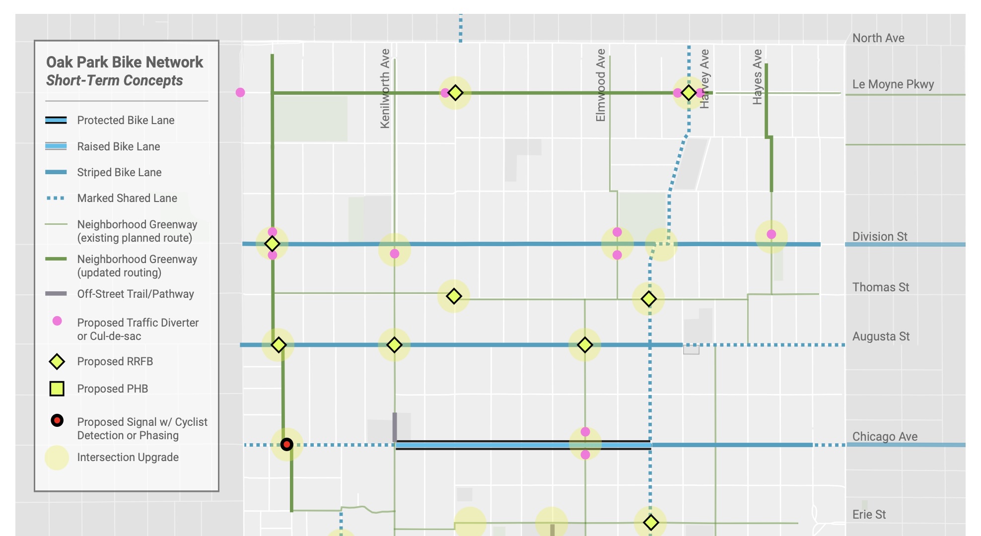 Oak Park Bike Network - Short-Term Concepts - Passed on July 22