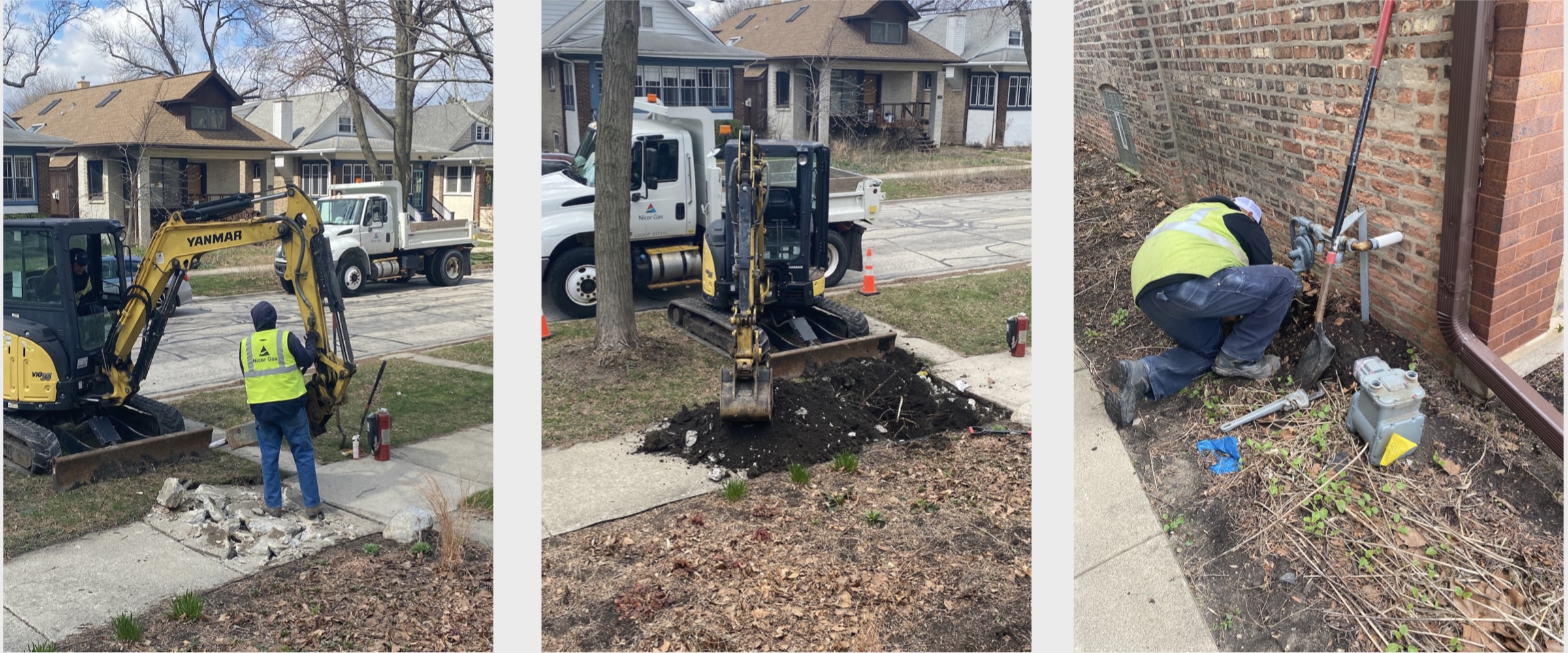 Nicor crew capping our gas line and removing our meter