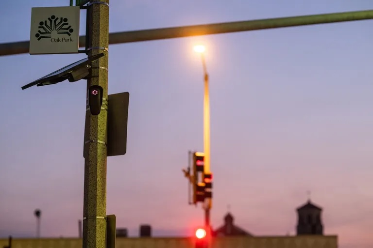 A Flock ALPR Camera in Oak Park, IL. Photo by Paul Goyette