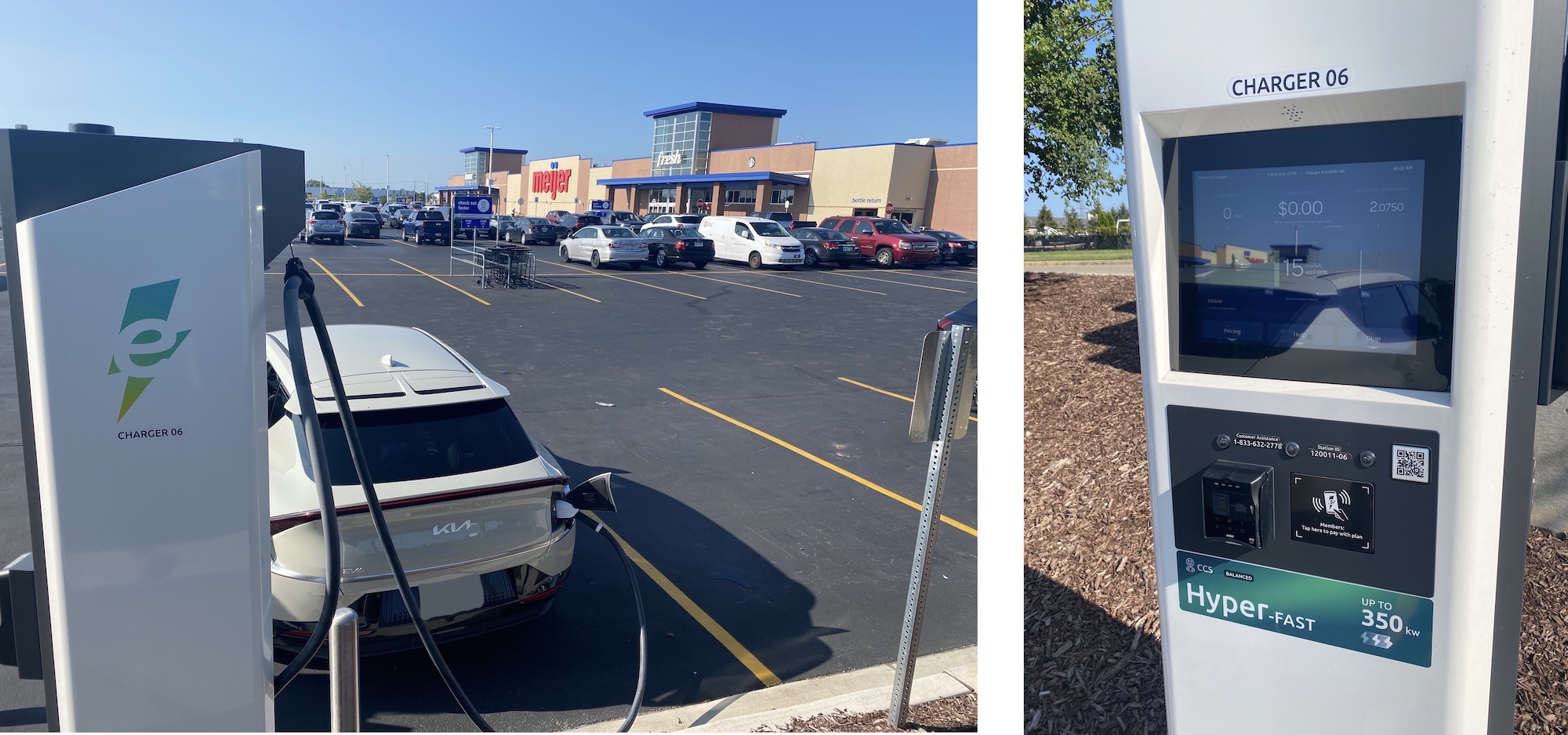 Charging at the 350kW Electrify America station at Meijer in Cadillac, MI