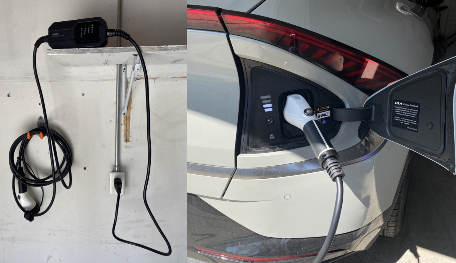 Level 1 charging in a standard outlet with our Skysword Ⅱ Level 1-2 EV Charger